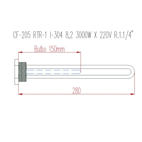 Resistência Elétrica Inox 3000W 220V Com Bulbo + Termostato 20a 30 a 120°C Para Boiler