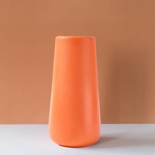 Orange Ceramic Vase 7.7 H Minimalist Modern Home Decoration Matte Design for Fireplace Bedroom Kitchen Living Room Centerpieces Office Desk Fit for Holding Dried Flowers Fresh Flowers