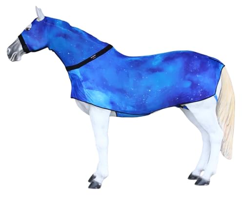 Image of X-Large Challenger Horse Comfort Stretch Sleazy Full Body Sheet with Neck - 4-Way Stretch Spandex Hood, Seamless Face Design - Night Sky Print 521MW12