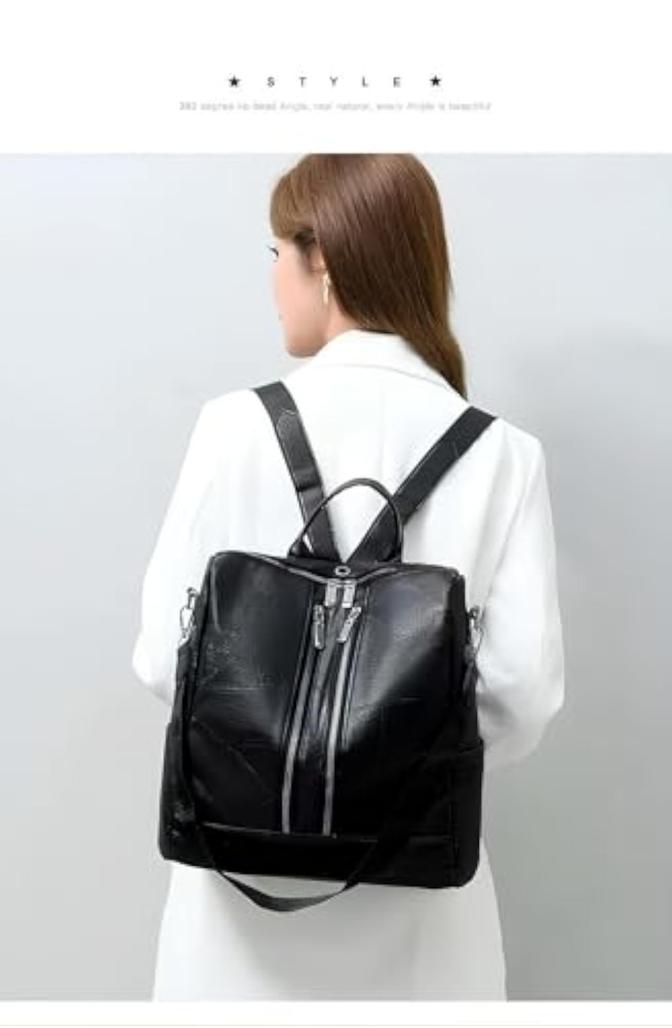 Casual Waterproof Backpack with Shoulder Strap, Black