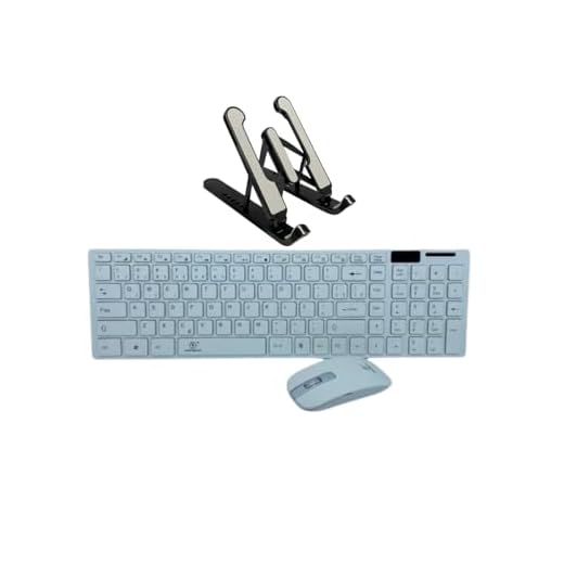 Kit Teclado e Mouse Slim Sem Fio Pc Note WireLess Compacto acompanha Base Suporte de Mesa Para Notebook MIURI (Branco)