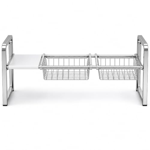 Organizador ajustable para debajo del fregadero, estante metálico independiente para almacenamiento en cocina y organizador para mueble inferior miniatura 1