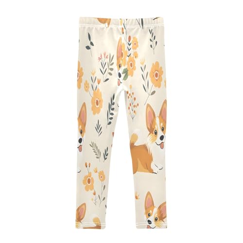 Bolaz Toddler Girls Leggings Printed Yoga Pants Leggings Yeloow Flower Dog for Kids2