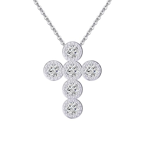 Collier croix en argent sterling et zircon brillant doré pour femme