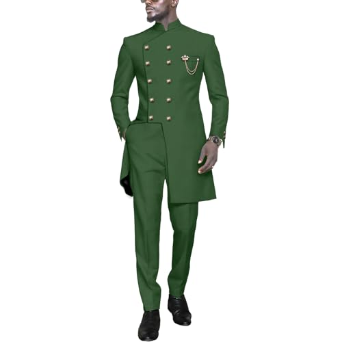 Slim Fit African Suits for Men Traditional Dashiki Blazer and Pants 2 Piece Set Outfits Wedding Party - Main Image