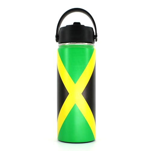 18oz Tumbler with Straw cap Stainless Steel Vacuum Insulated Double Wall Travel Tumbler Coffee Mug Jamaican Flag Reggae Rasta Caribbean(Jamaican01） -  RGYLION