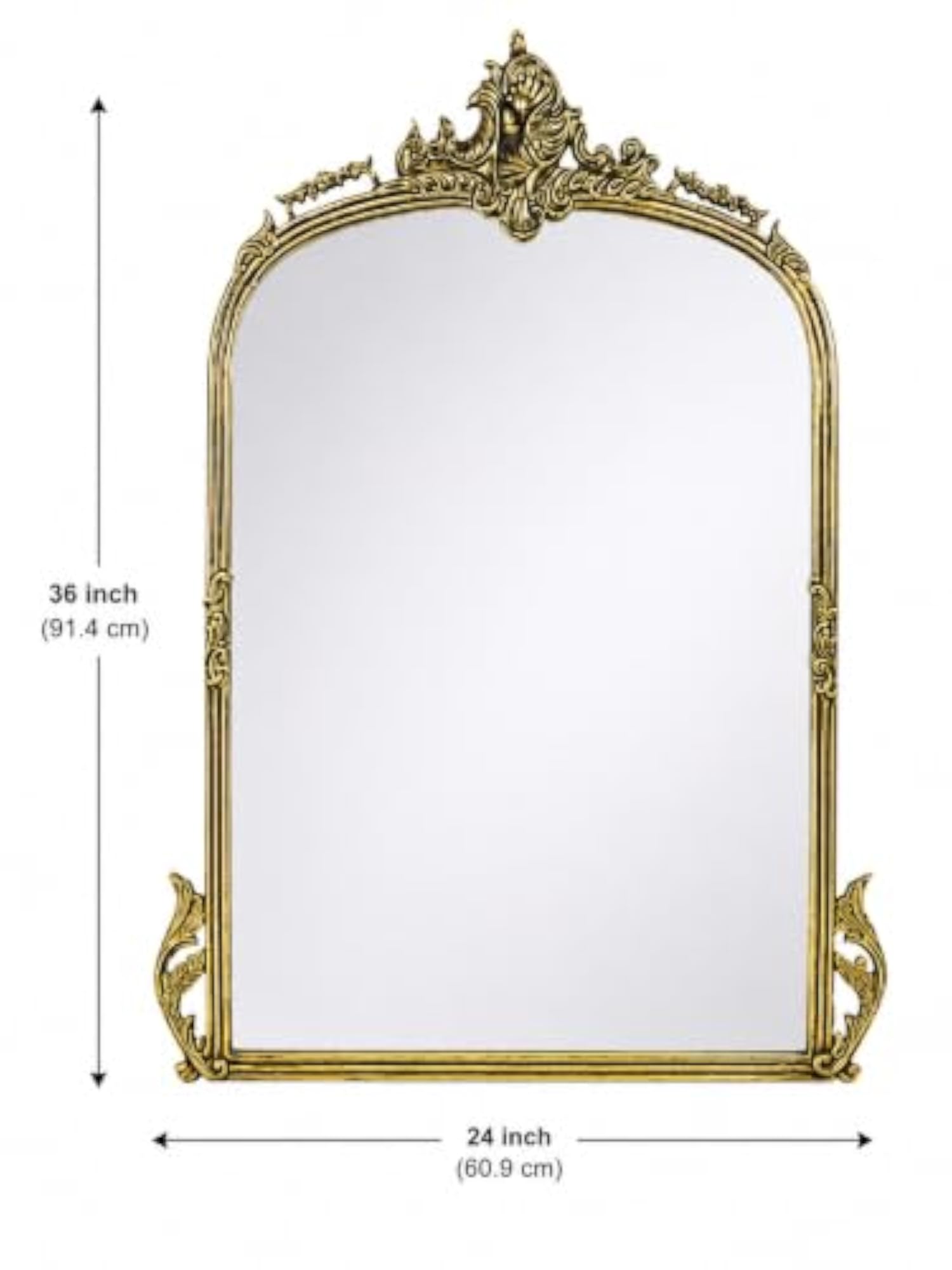 Wall Mirror, 36x24 Inch, Arched, Victorian Style