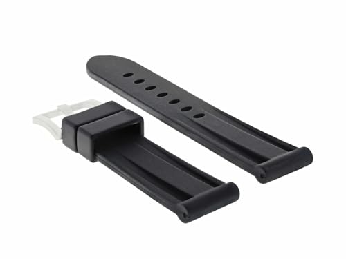 Ewatchparts 22MM SOFT RUBBER BAND PAM STRAP COMPATIBLE WITH PANERAI 40MM MARINA GMT PRE-V-BUCKLE BLACK - Thumbnail 2