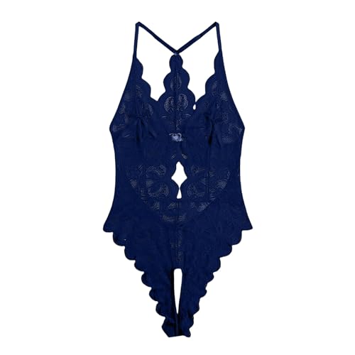 Genérico Ropa Interior Sexy Mujer Lenceria Encaje Caliente Lenceria Sexy de Dormir con Cuello en V Pijamas Camisón Conjunto para Négligé Ropa de Dormir Seductor Sin Espalda Transparente Bodysuit
