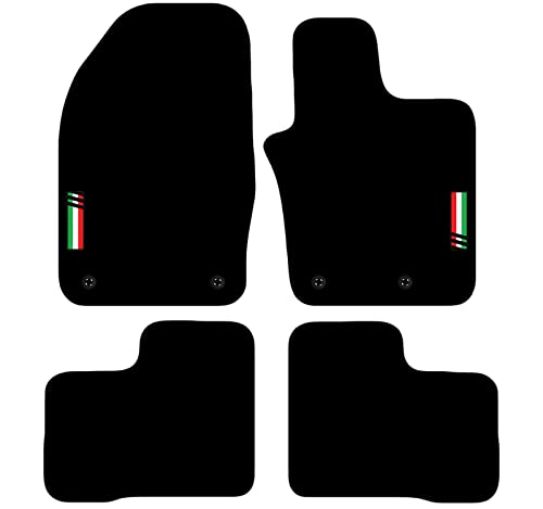 Carsio Tailored Carpet Car Floor Mats with logo 4 Clips TO FIT - Fiat 500x 2014+ Onwards