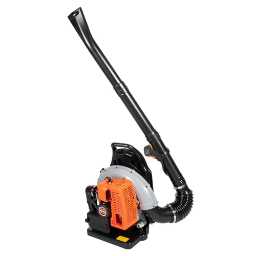 Soplador de hojas de gasolina de 63 cc, 2 tiempos, enfriado por aire, 6800 rpm, ideal para el cuidado del césped, limpieza de hojas y limpieza de nieve
