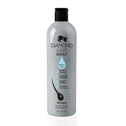 Diamond Hair Daily Sensitive Scalp Shampoo 330 ml Keratin Shampoo in Friseurqualität. Haarwachstum beschleunigen, Anti Schuppen und eine effektive Lösung gegen Haarausfall mit Keratin & Aloe Vera