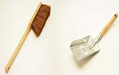 Schulz-Haushaltwaren TOP Set Langstiel Handfeger Kokos 45,0 cm Kohlenschaufel mit Holzgriff Zink