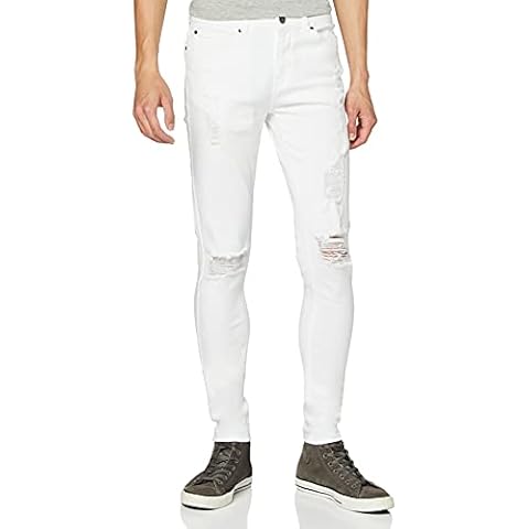 Enzo Men's Ez383 Skinny Jeans, White (White White), 32W 32L UK Cover