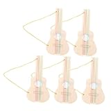 TOBBOMEY 5 Stück Teiliges DIY Holzgitarre Unfertige Blanko Gitarre Unbemalt Kreatives Musikinstrument Bastelset für Jungen und Mädchen Kindergarten