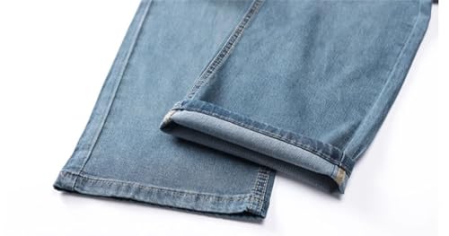 Hndudnff Men Thin Jeans Straight Business Slim Trousers Breathable Comfortable Denim Pants4