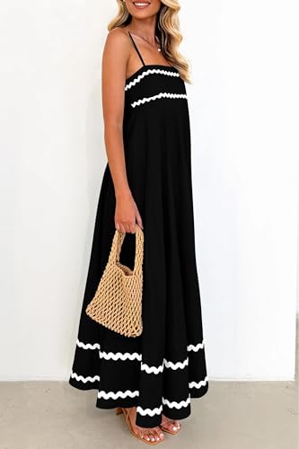 Image of PRETTYGARDEN Women's 2026 Summer Flowy Maxi Dress Casual Sleeveless Spaghetti Strap Ruffle Beach Long Dresses