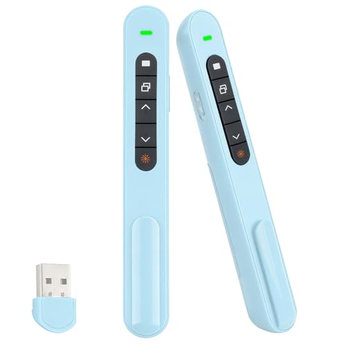 USB Puntero Presentaciones Inalámbrico 100M, Pasador Diapositivas con Receptor USB, Mando para Controlar Ordenador Bluetooth para PowerPoint, Presentador Wireless para Mac Windows Linux Android Más