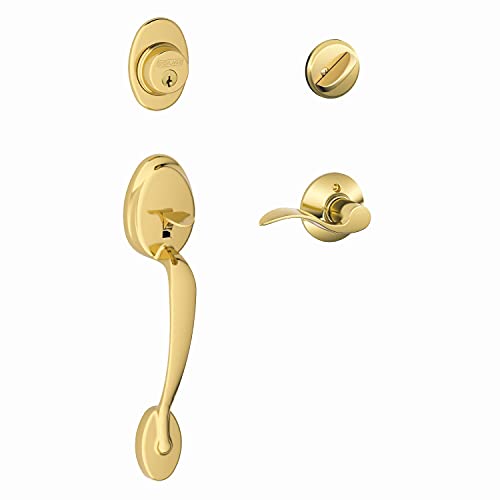 Plymouth Trim Front Entry Handleset with Accent Lever in Bright Brass