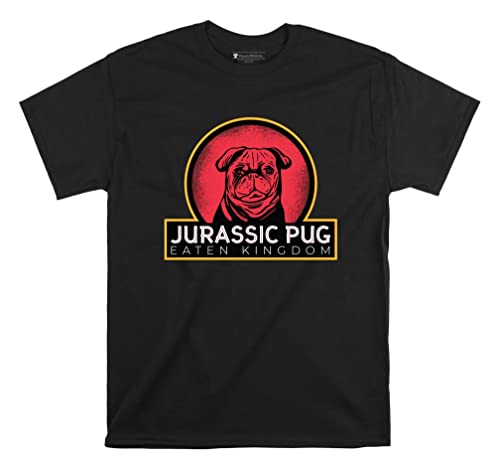 T-shirt Jurassic Pug pour homme et femme noir en taille M en coton confortable