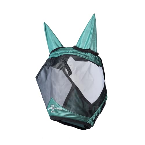 Harrison Howard CareMaster Pro Luminous Horse Fly Mask Large Eye Space Standard com Orelhas Proteção