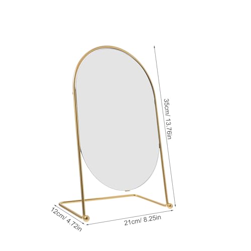 Miroir ovale doré haut de gamme en métal et verre pour table de maquillage - 3
