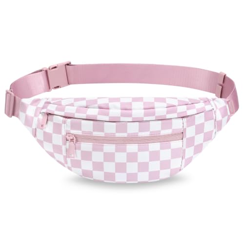 Image of Large Checkered Fanny Pack for Women Cross Body Bag with Key Chain Adjustable Sling Bag Waist Pack for Concerts Festivals Raves Travel and Everyday Fashion(Hot Pink)
