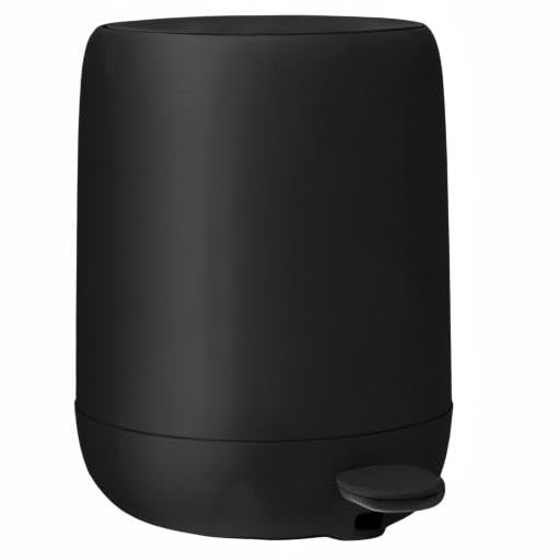 Blomus Sono Cosmetic Bin | Pedal Bin with Soft-Close | 3 L | Colour Black | Diameter 20 x 25 H cm | Waste Bin for Bathroom Made of Plastic and Silicone | Removable Inner Bucket