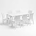 Tomaino - Set Tavolo e 6 Sedie Da Giardino In Plastica - Sedia e Tavolo Per Esterno Da Pranzo 6 Posti Rettangolare Effetto Rattan 150x90x74h cm (Bianco) immagine