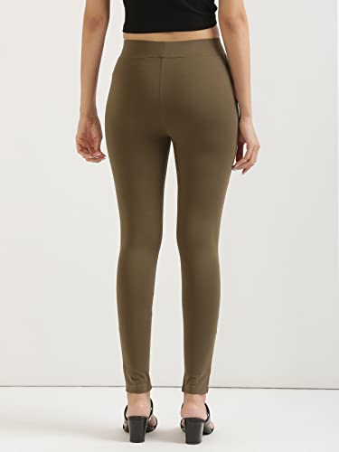 Image of SAADAA Women's Regular Fit High Rise 4-Way Stretchable Pants Yoga, Formal, and Regular Skinny High Waist Leggings 2 Deep Pockets Elastic Waistband Durable Interlock Stitching