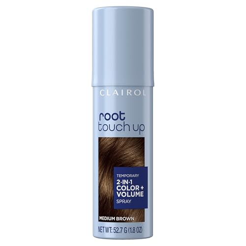 Clairol Root Touch-Up Color + Volume 2-in-1 Temporary Hair Coloring Spray, Medium Brown Hair Color, Pack of 1 - Packaging May Vary