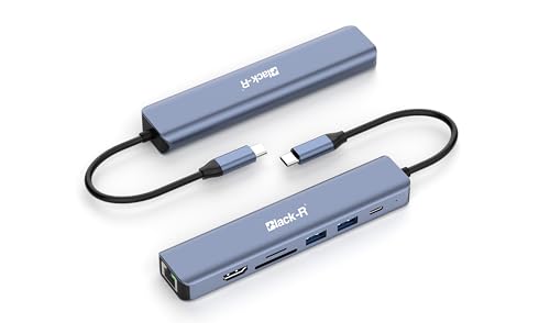 Image of Black-R Amazon Multiport 7-in-1 USB C Hub with 4K HDMI Compatible for USB C Laptops and Other Type C Devices MacBook Pro M1 M2 M3 M4 (rj45 1Gbps, 100W PD Data, 2 USB A 5Gbps, TF /SD Card Reader
