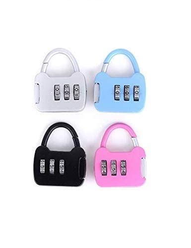 Image of PENS Combination Luggage Padlock 3 Dial Resettable Lock For Suitcase, Laptop Bag /Multi-Purpose Safety Number Lock Random Color & Patten May Vary (Pack Of 2)