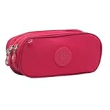 Estojo Escolar Box, Grande, com 3 Compartimentos e 14 Elásticos, Feminino, Masculino, Zíper e Tecido Resistentes (Pink)