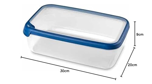 Curver Boîte Alimentaire rectangulaire Multi Usage 4L en polypropylène 100% recyclé, 30x20x9,4 cm, Adapté au Micro-Ondes, Lave-Vaisselle, Congélateur- Bleu – vue 2