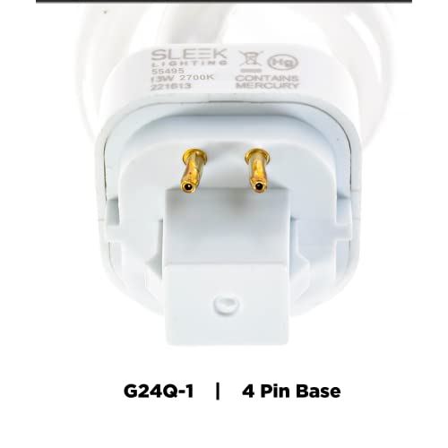 Sleeklighting 13 Watt T3 Spiral Cfl 4 Pin G24Q-1 Base Light Bulb 2700K 800Lm - Compact Fluorescent -Warm White Light 4Pack #TOP3