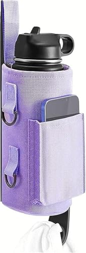 Yatomeマグネットボトルスリングバッグ 携帯電話用ポケット付き ジム用ウォーターボトルキャリアバッグ シリコンタオルバックル付き アイテムを床から離して保管 ジムバッグ 磁気ウォーターボトルホルダー 超強耐荷重 多種類ボトル対応 防水素材 男女兼用 (D) [並行輸入品]