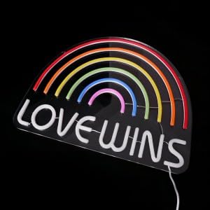 Image of LOVE WINS Neon Sign - Rainbow Light Signs, USB Powered LED Lights for Wall Decor, Gay Bar, Bedroom, Man Cave,Party, Cool Birthday Christmas Gifts for Boys Girls