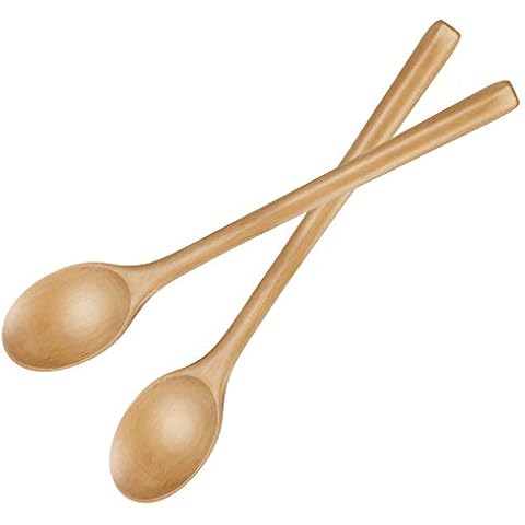 Wooden Cooking Spoons, 2 Piece Wooden Spoon Set - Perfect for Crafts, Sugar Scrubs, Tasting Cover