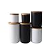 MilkyWay Food Storage Jar Strong Ceramic Storage Canisters with Airtight Seal Bamboo Lid Modern Design Seal Damp-Proof Kitchen Jar for Coffee, Tea, Spice and More (Black(L: 34 oz/1000ml))
