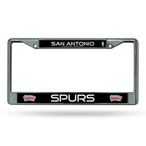 Rico Industries NBA San Antonio Spurs 12" x 6" Silver Chrome Frame W' Decal Insert Car/Truck/SUV Auto Accessory