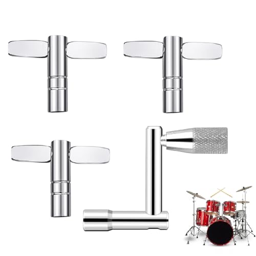 Llave Afinación Tambor,Teclas de Afinación de Batería,4 Piezas Llave Afinación Bateria,Llave de Afinación Universal,Llave de Afinación de Tambo en Forma de 1 Z y 3 T,Adecuado para Tambores,Caja,Bombo