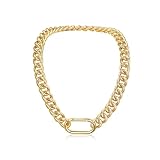 U7 Cadena Mujer Dorado Grande en Aluminio Chapado en Oro 14K Ancho 13mm Longitud 51cm Collar Garantilla para Mujer con Caja de Regalo