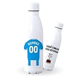 DEREGALOOS Botella de agua de Acero Inoxidable Personalizada equipo de Fútbol 2 División. Botella termo personalizada deportiva. 500 ml Regalo Original para Aficionados del Futbol. (Depor)