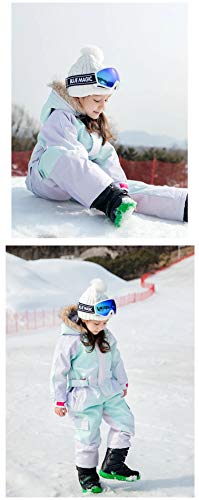 Bluemagic Big Kid's One Piece Snowsuits Ski Suits Waterproof Overalls Jackets Snowboarding,Aurora,150cm - Thumbnail 4