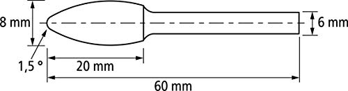Image of PFERD HM milling bit, Flame Shape B, All-Round Teeth, milling bit Diameter 8 mm, Shaft Diameter 6 mm, Length 60 mm, 21001015 - for Versatile use on The Most Important industrially Used Materials