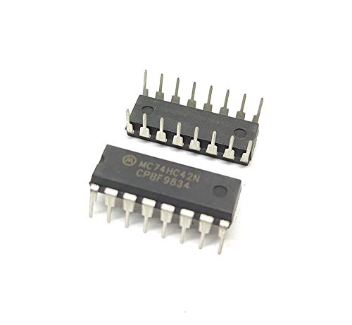 Image of INVENTO 2Pcs 74HC42N 7442 IC, BCD to Decimal Decoder, HC Family, 10 Output, 5.2 mA, 2 V to 6 V, DIP-16