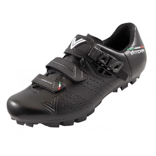 Vittoria Hera MTB Cycling Shoes, Black, 3-Strap with Micro-Adjustable Buckle, Nylon Sole