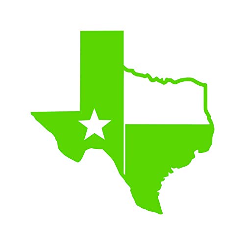Image of TX Flag Shaped Like Texas [Pick Color] Vinyl Transfer Sticker for Laptop /Car /Truck /Window /Bumper (5 inch x 5 inch, Green)
