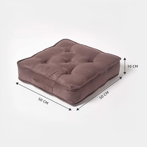 HOMESCAPES Brown Armchair Booster Cushion Large Firm 50cm Square Seat Pad with Supportive 10cm Thick Lift Soft Touch Chocolate Faux Suede Cushion For The Elderly, Post-Operative and Pregnancy